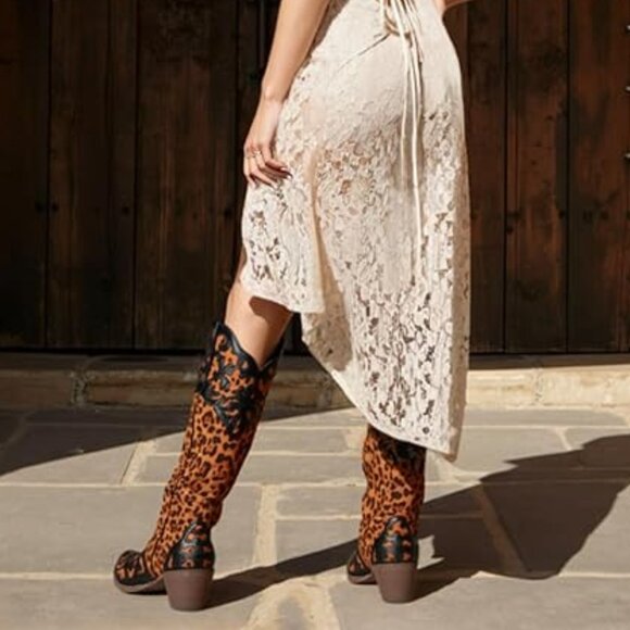 Leopard Print Cowboy Boots - Picture 8 of 9